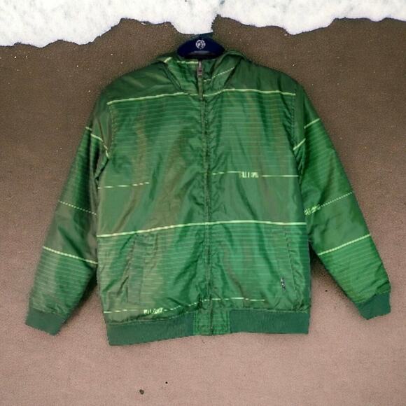Billabong Youth Large Hooded Insulated Green Puffer Jacket Full Zip - Picture 1 of 10
